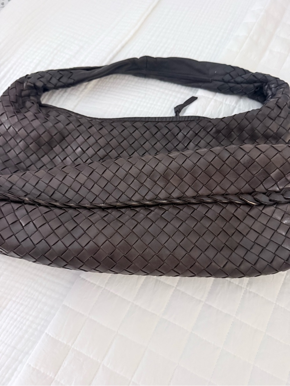 Bottega Venetta Woven Leather Bag in Dark Brown - Picture 3 of 4